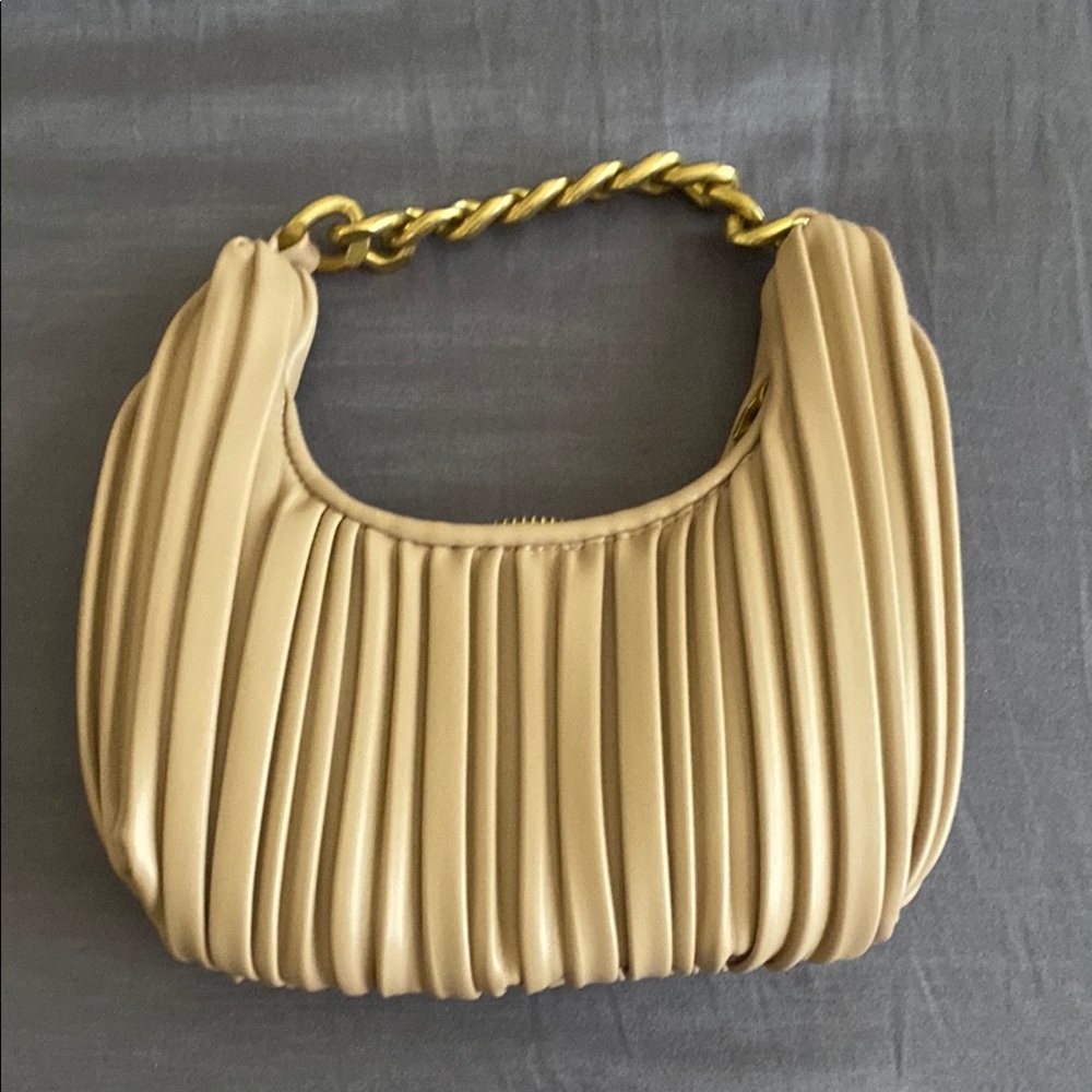 Elegant Tan Pleated Women's Bag